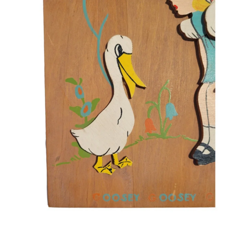 Vintage Child's Wood Layered 3D Goosdey Goosey Gander Wall‎ Décor